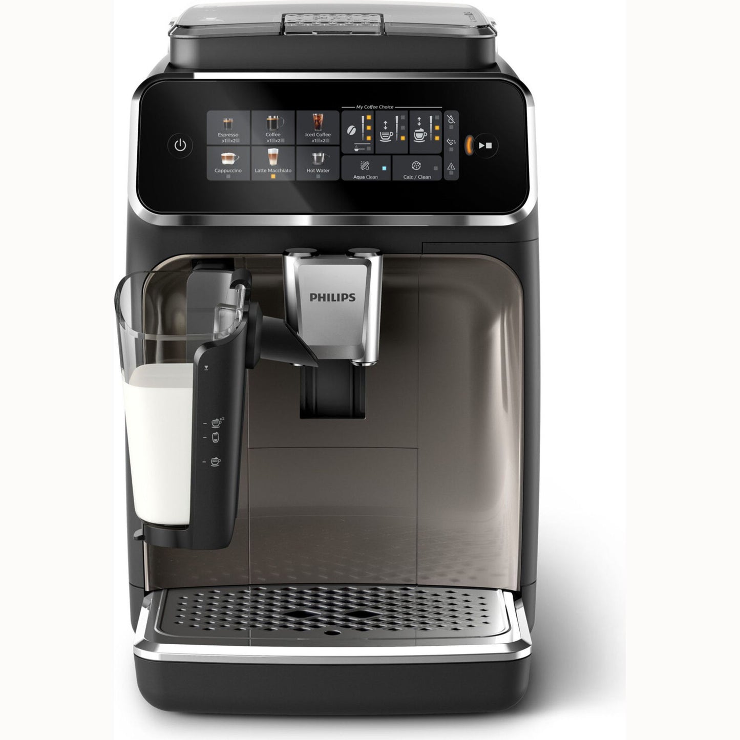Philips Series 3300 Kaffeevollautomat EP3347/90 - 6 Getränke, Farb Touchscreen Display, LatteGo Milchsystem, SilentBrew, Keramikmahlwerk, AquaClean Filter - Schwarz/Chrom